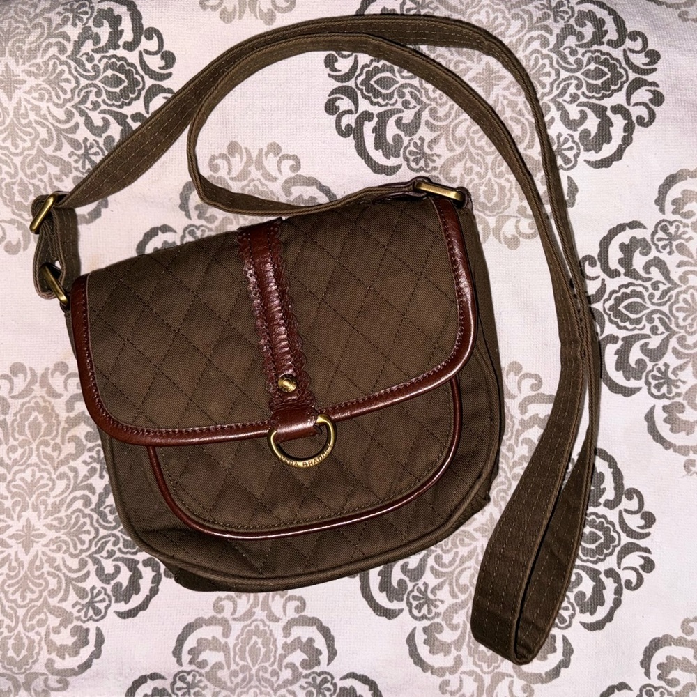 Vera Bradley Army Green & Brown Middleton Collection Crossbody Purse